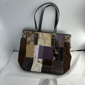 COACH Legacy Patchwork Handbag Canvas Suede Leather Multicolor Rare Y2K